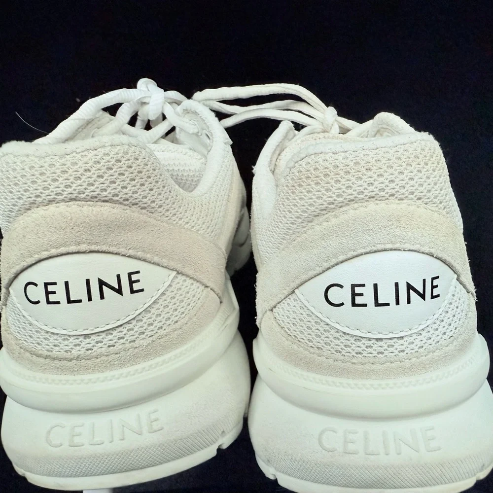 Celine Women's White and Cream Sneakers - Picture 4 of 6